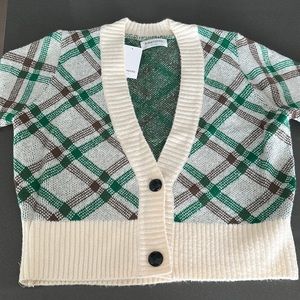 Green plaid cardigan